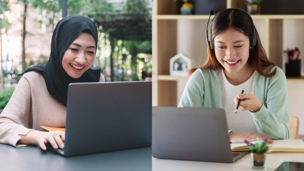 ブルネイで現地授業やオンライン英会話を通して英語を学ぶ日本人学習者の様子